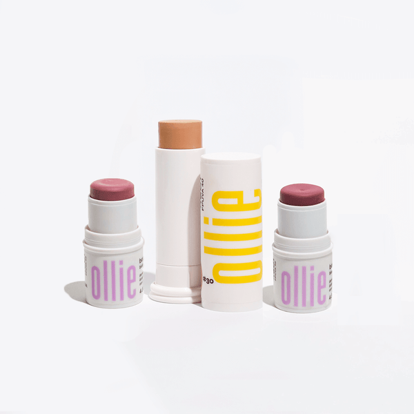 Kit Total Makeup: Protector Solar en Barra con Color FPS 50+ Ollie y dos Barra 3 en 1 Rubor, Labial y Sombra FPS 50+ Ollie en distintos tonos