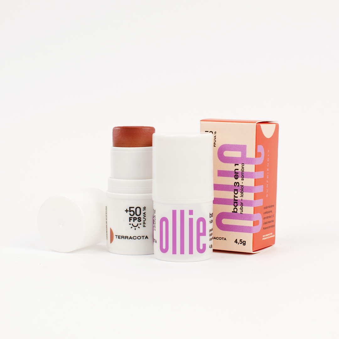 Barra 3 en 1 Rubor, Labial y Sombra FPS +50 - Color: Terracota