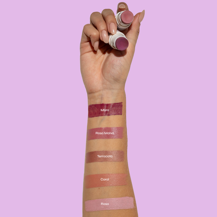 Barra 3 en 1 Rubor, Labial y Sombra FPS +50 - 6 colores